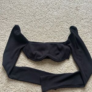 Princess Polly Charcoal Ribbed Top